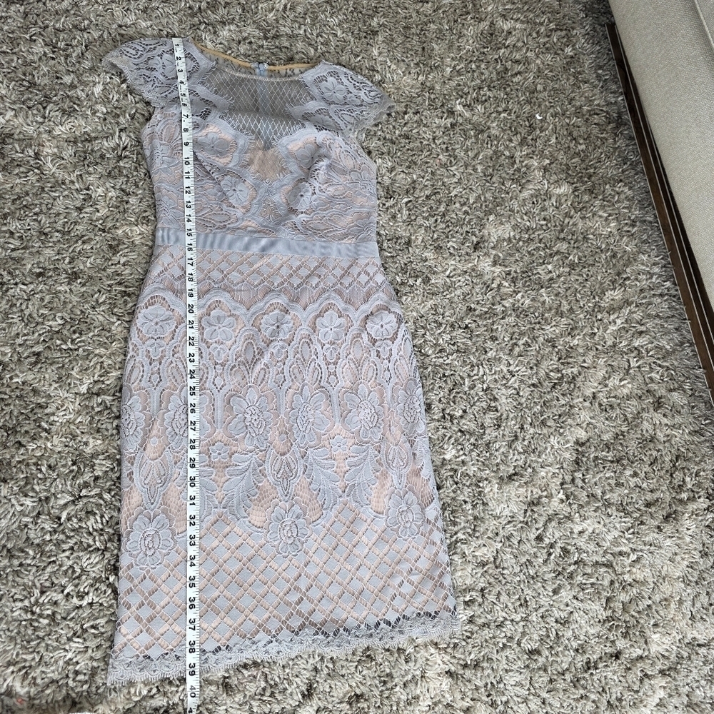 Tadashi Shoji Savita Lace Midi Dress in Gray and Cream Size 6 - Picture 10 of 11